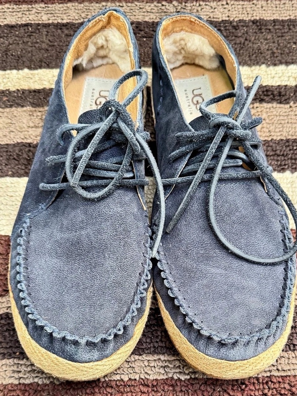 UGG F3012L Leather Moccasins Blue US 8.5